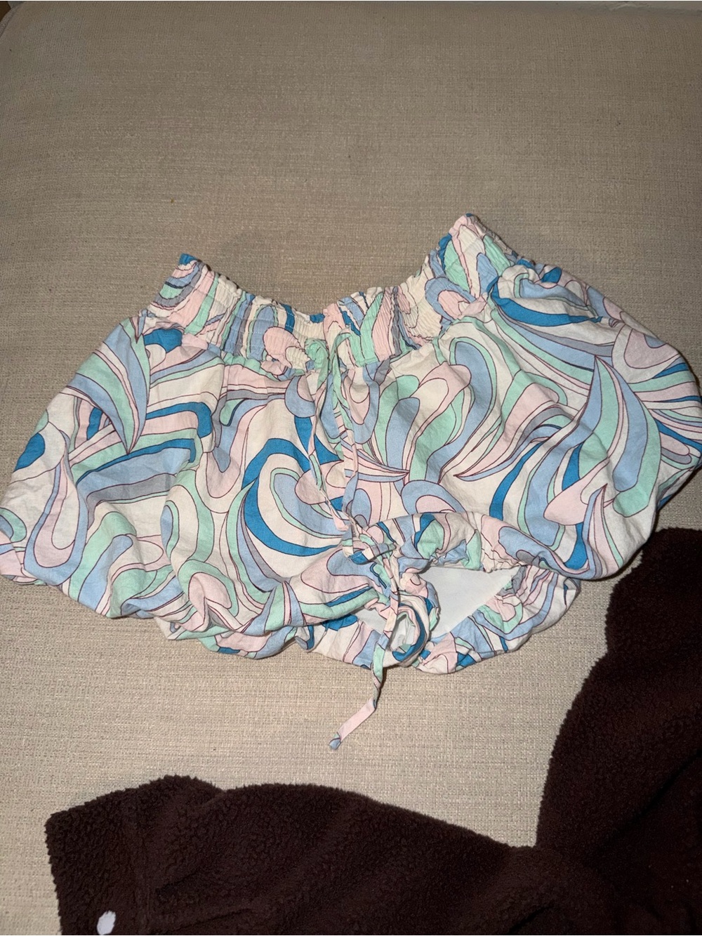 Anthropologie Pastel Swirl Drawstring Shorts - Blue, Pink, Mint